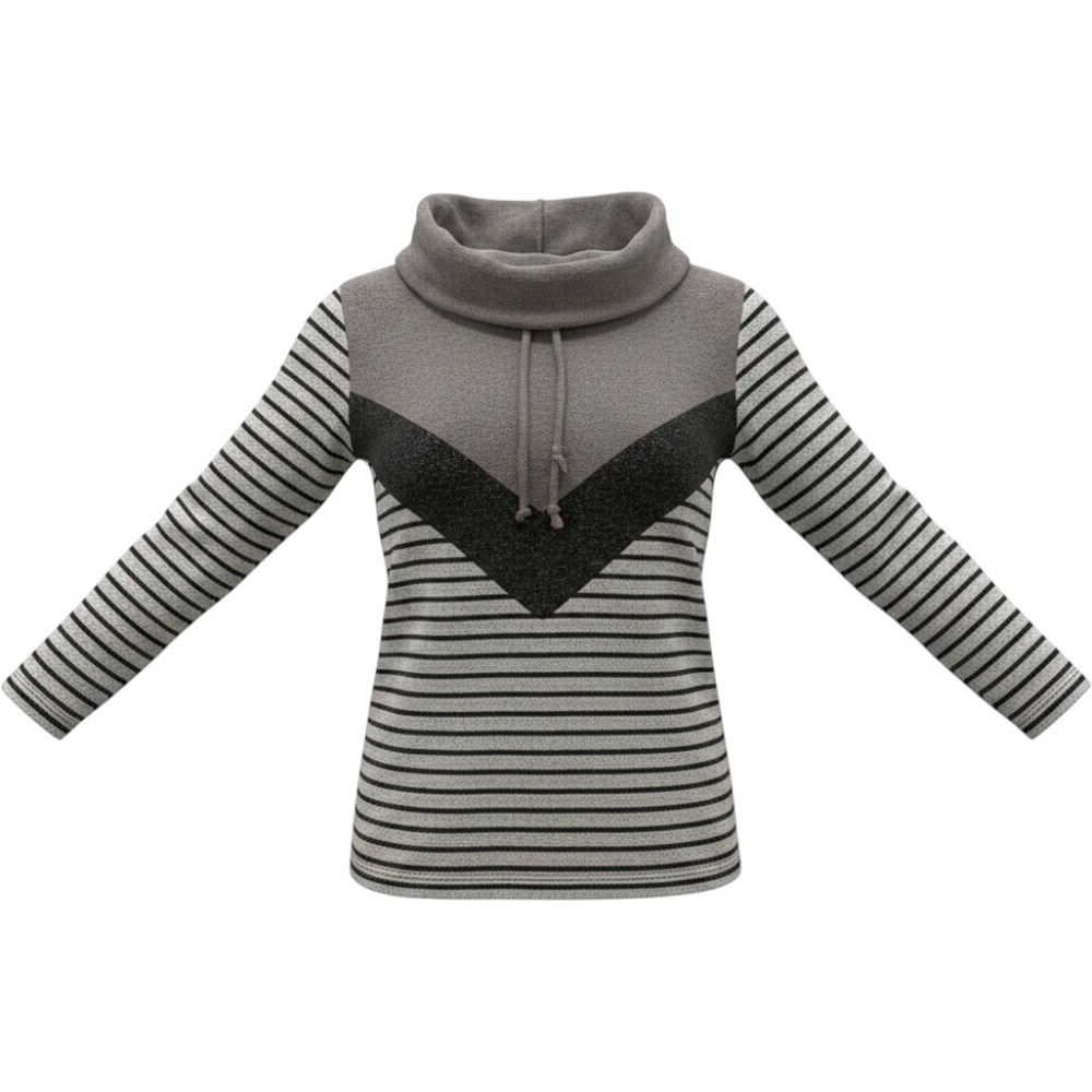 Pink Clover Cowl Neck Knit Top M Gray Black Stripe Gray-Brown Chevron Colorblock